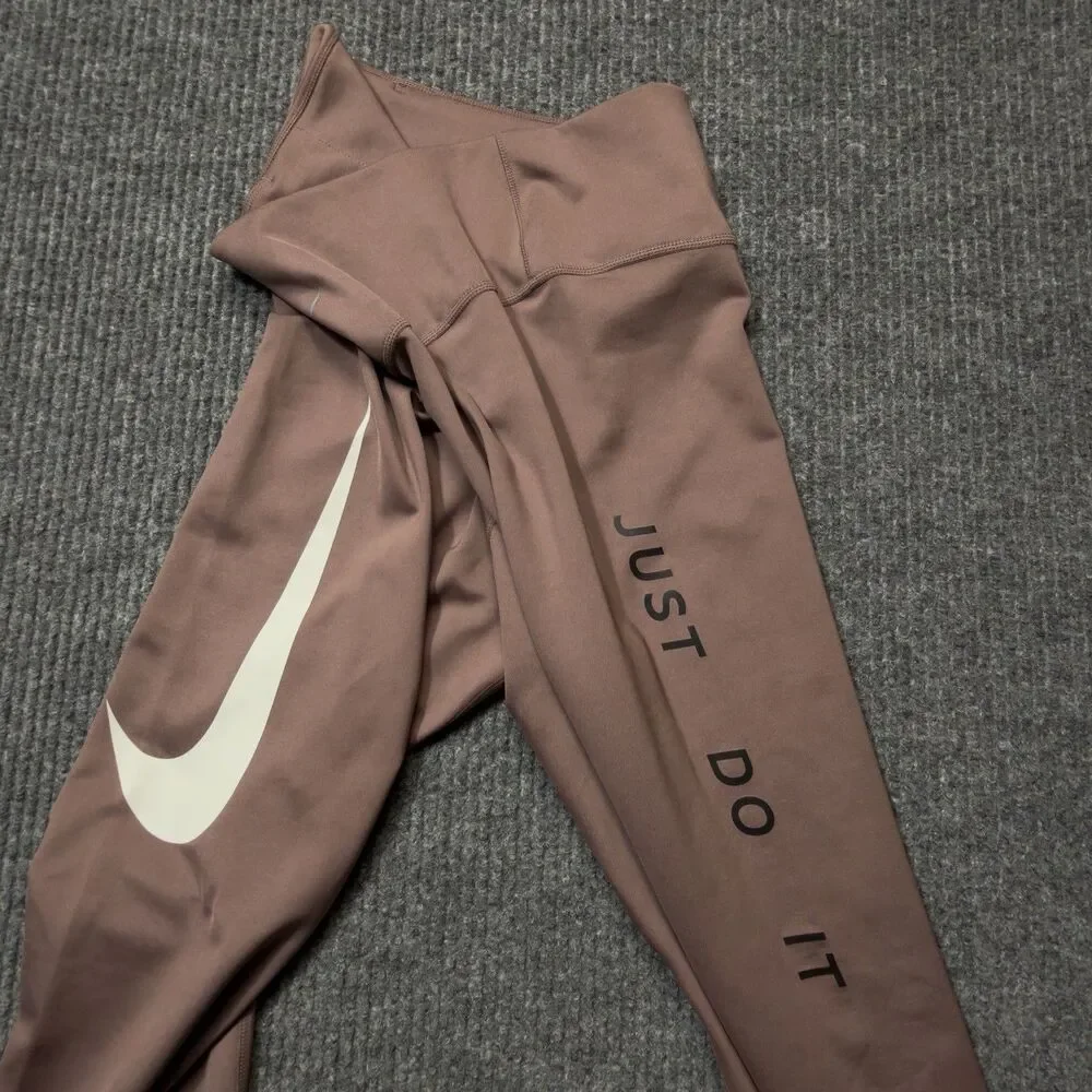 Nike Women 7/8 Running Leggings Dri-Fit Large Purple DB4374-298 Dusty Rose NWOT